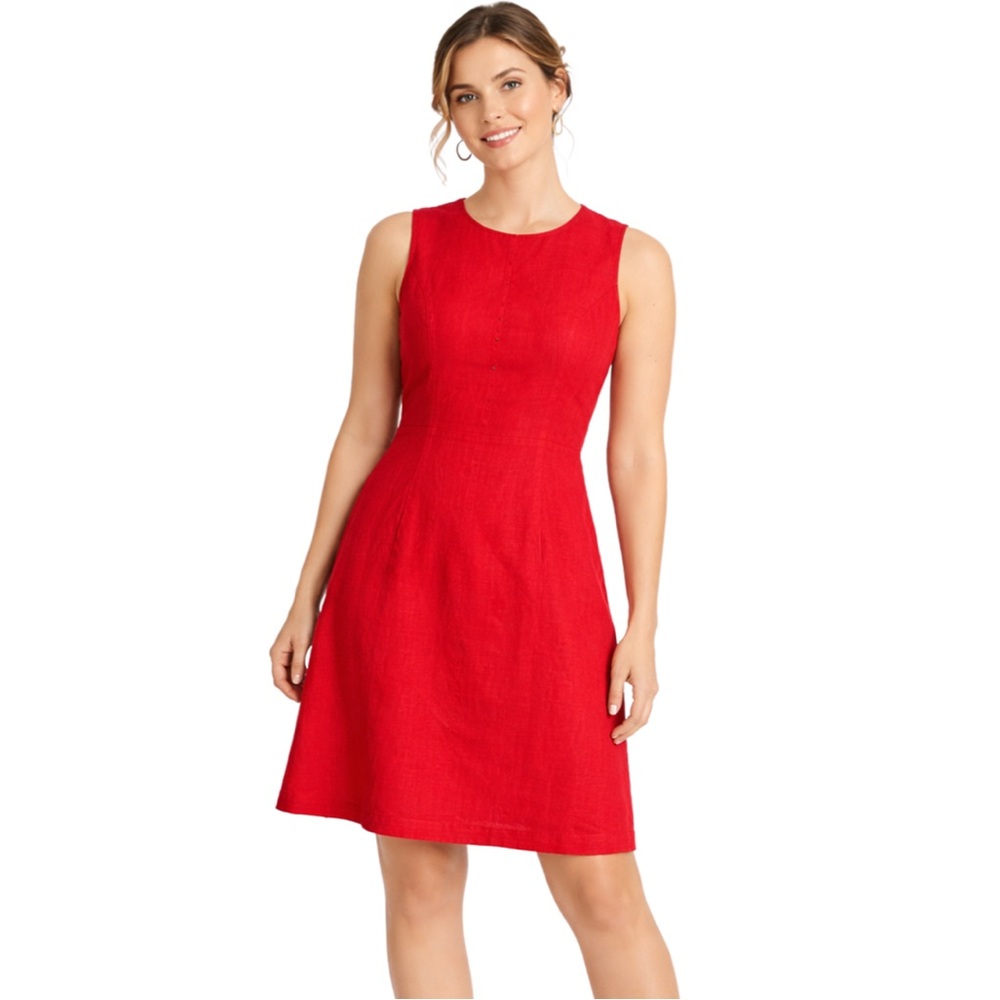 NWT Abercrombie & Fitch Linen Blend Red Mini Dress Open Back Sleeveless, size L